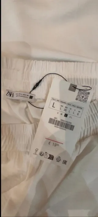 Pantalón Zara Blanco Ancho