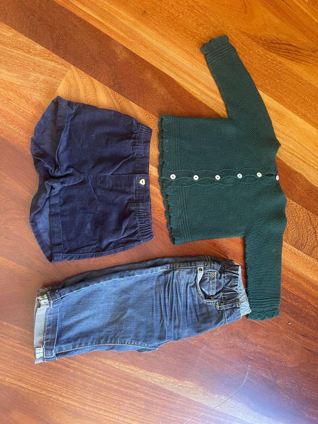 Lote Ropa Bebé: Pantalón, Short y Cárdigan