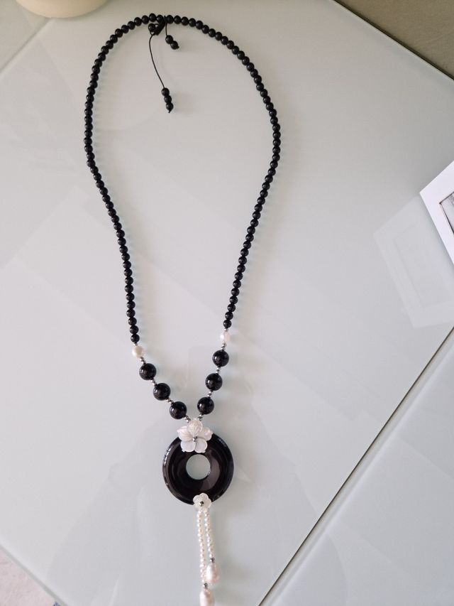 Collana Pietra Onice Nera con Ciondolo