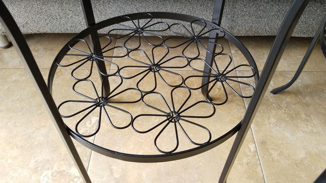 2 Mesitas Auxiliares Cristal y Metal