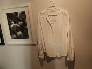 Camisa Mango Romántica Blanca Talla M