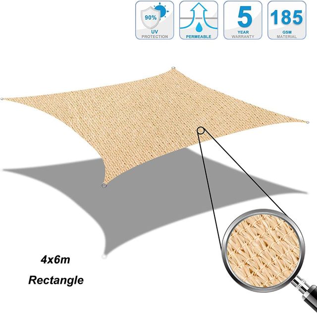 Vela de sombra transpirable 6x4m Beige