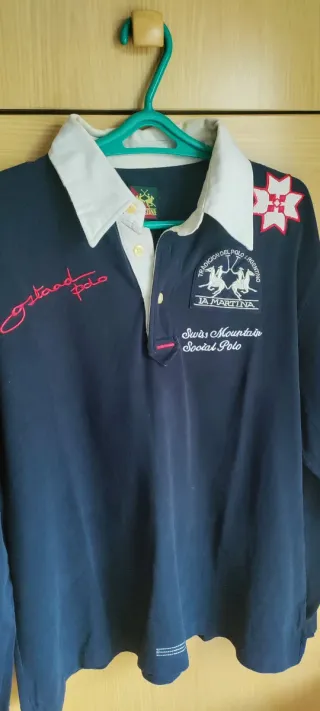 Polo La Martina Manga Larga Azul