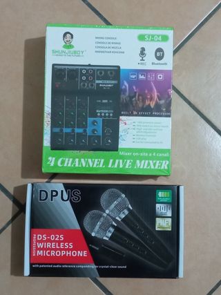 Mixer 4 canali SJ-04 + 2 microfoni DPUS DS-02S