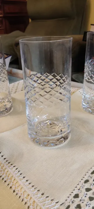 12 Vasos Altos Tallados Cristal