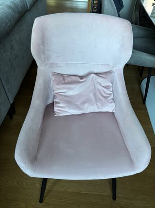 6 Sedie Velluto Grigie e Rosa