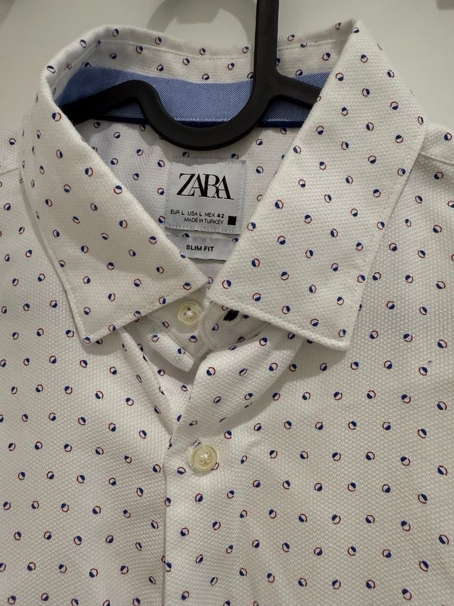 Camisa Zara Hombre Blanca Estampada