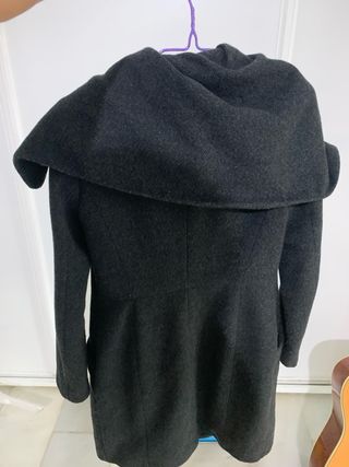 Mango Abrigo Pano Negro Talla S