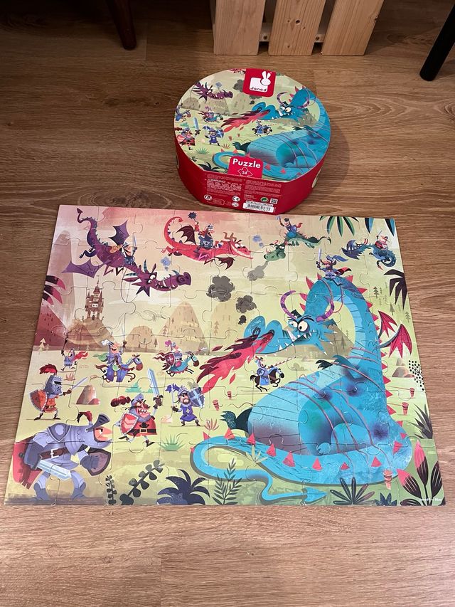 Puzzle infantil dragones y caballeros Janod 54 pie
