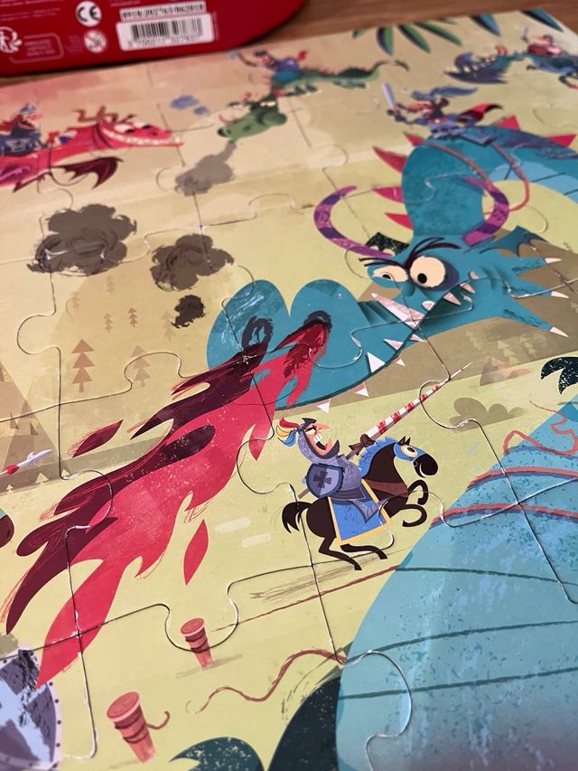 Puzzle infantil dragones y caballeros Janod 54 pie