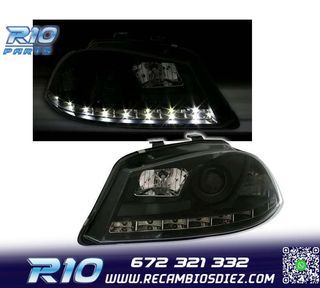 FAROS PARA SEAT IBIZA CORDOBA 6L 02-08 DRL NEGROS H1 H1