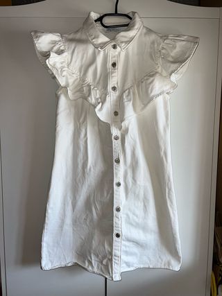Vestido vaquero Zara blanco volantes