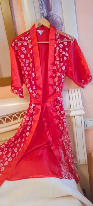 Bata Satén Roja Corazones Transparente T.46/48