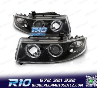 FAROS SEAT LEON TOLEDO 1M OJOS ANGEL 99-05 FONDO NEGRO LED