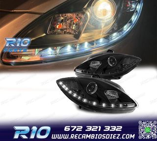 FAROS SEAT LEON ALTEA TOLEDO 04-09 LUZ DIURNA LED FONDO NEGR