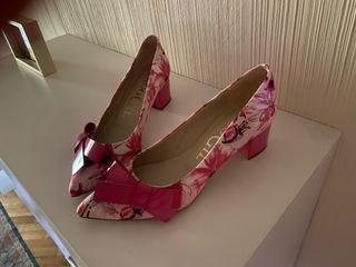 Zapatos Paco Gil Talla 39 Flores y Lazo Rosa