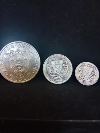 Lote de 3 monedas de plata Portugal Antiguas