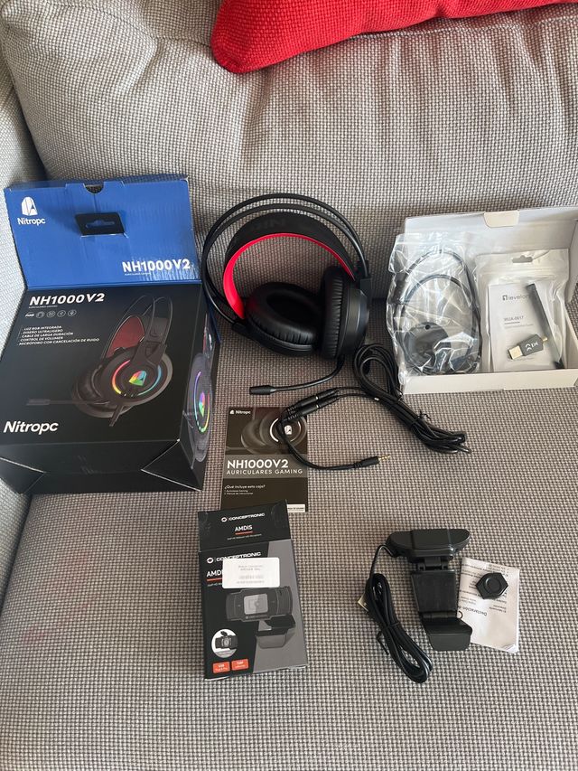 Auriculares Gaming NitroPC + webcam + amplificador