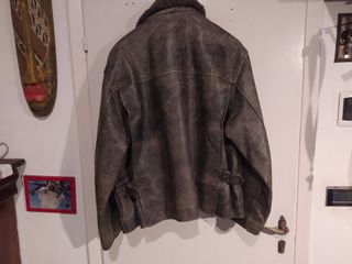 Giacca pelle chiodo vintage collo pelliccia XL