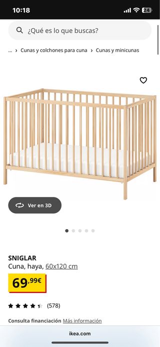 Cuna Haya SNIGLAR IKEA 60x120 cm
