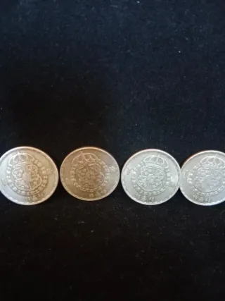 4 Monedas Antiguas Escudo Corona Plata