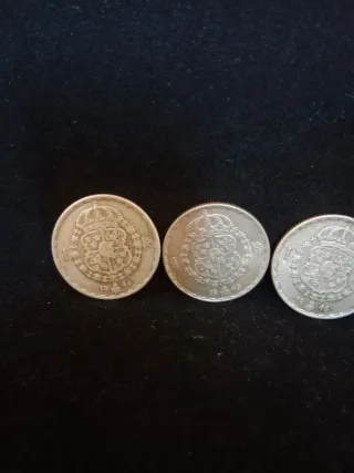 4 Monedas Antiguas Escudo Corona Plata