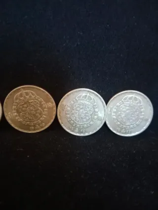 4 Monedas Antiguas Escudo Corona Plata