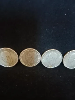 4 Monedas Antiguas Escudo Corona Plata