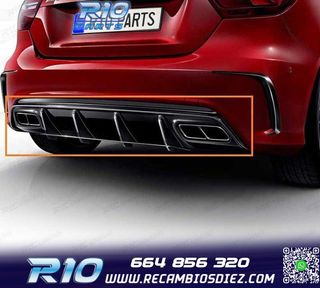 DIFUSOR MERCEDES CLASE A W176 AMG 12-18 LOOK A45 NEGRO BRILL