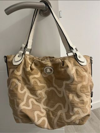 Bolso Tous Lona Beige y Blanco