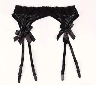 Ligueros Encaje Negro con Clips