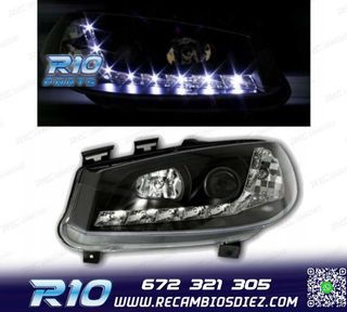 FAROS RENAULT MEGANE 02-05 LUZ DIURNA LED FONDO NEGRO