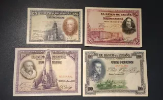 Lote 4 Billetes II República Española