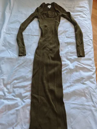Vestido H&M Invierno Talla XS Verde Militar