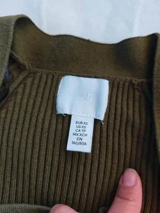 Vestido H&M Invierno Talla XS Verde Militar