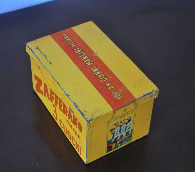 Scatola Latta Vintage Zafferano Cuochi Anni '40