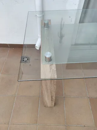 Mesa Comedor Cristal y Madera