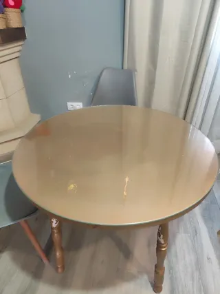 Mesa redonda madera y cristal