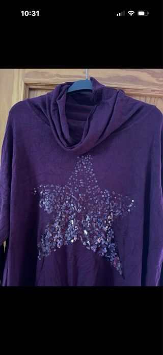 Jersey mujer estrella lentejuelas morado