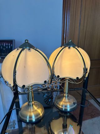2 Lámparas Mesa Táctiles Metal Cristal