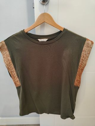Camiseta Springfield lentejuelas doradas Talla XS
