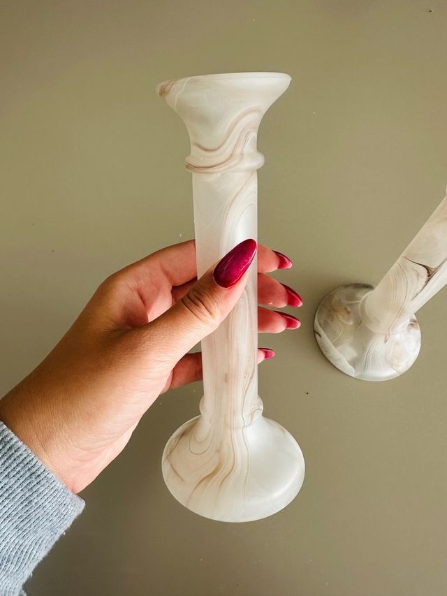 Portavelas de cristal marmolado