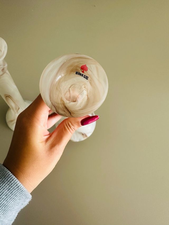 Portavelas de cristal marmolado