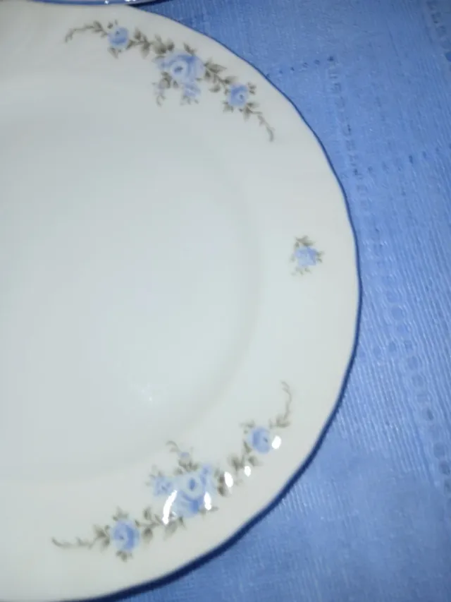 12 Platos Postre Porcelana Bavaria Flores Azules