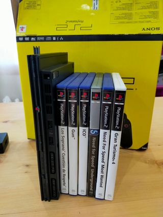 PS2 Slim Sony Negra + 6 Juegos