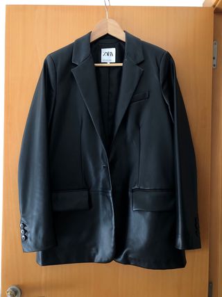 Blazer Polipiel Zara Negro