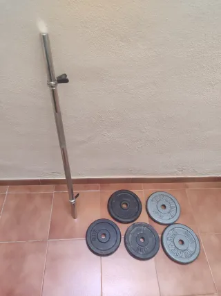 Barra de pesas y discos