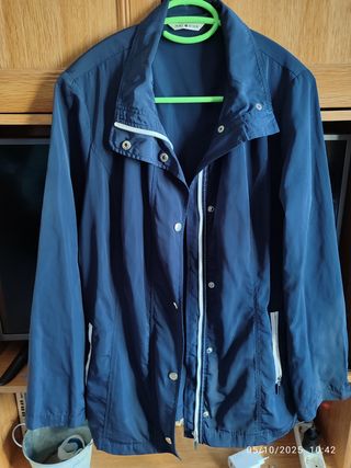Gabardina corta Punto Roma azul mujer