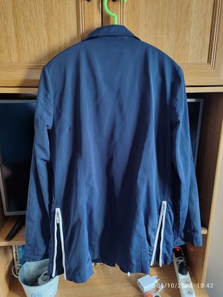 Gabardina corta Punto Roma azul mujer