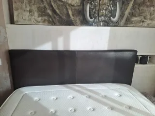 Cama Banak Piel Negra + Colchón 150x190cm/30cm.